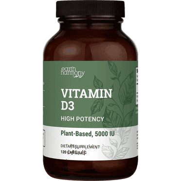 Earth Harmony Vitamin D3 5000 IU - Immune Support & Bone Supplements - Vitamina D3 - 120 Capsules