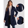 thumbnail image 2 of DARING DIVA Women's Winter Trench Coat Overcoat Belted Mid Long Pea Coat L Dark Blue, 2 of 6