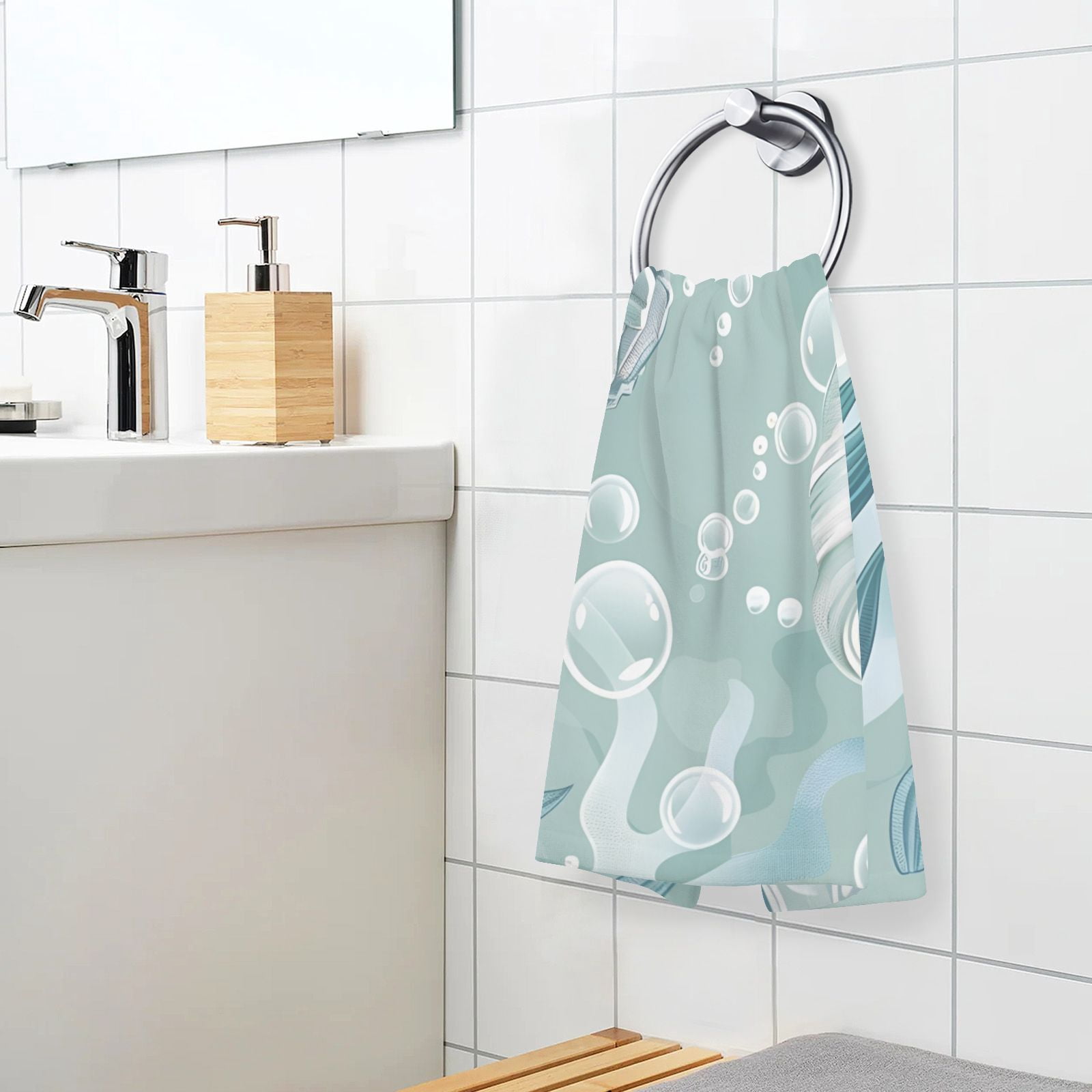 Seashells Algae Bubbles Hand Towels Cotton Bath Towels Large Face Towels Absorbent for Bathroom 2 Packs