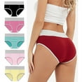 thumbnail image 2 of ShomPort 5 Pack Plus Size Underwear for Women Cotton Breathable Briefs Color Block Hipster Panties M-5X, 2 of 7