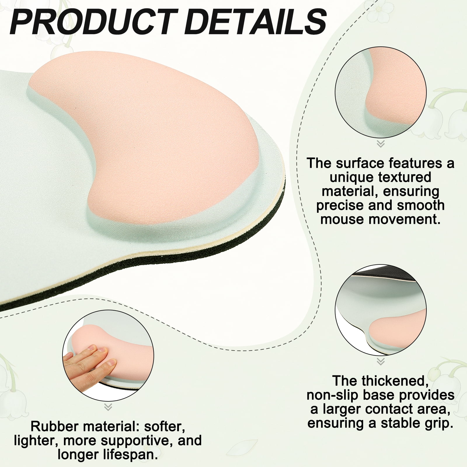 Ergonomic Wrist Rest Set, Memory Foam Mouse Pad and Keyboard Wrist Rest Support Hand Waterproof Cup Pad Non-slip for Office Computer Gaming Home Desk Accessory, Apricot/Green