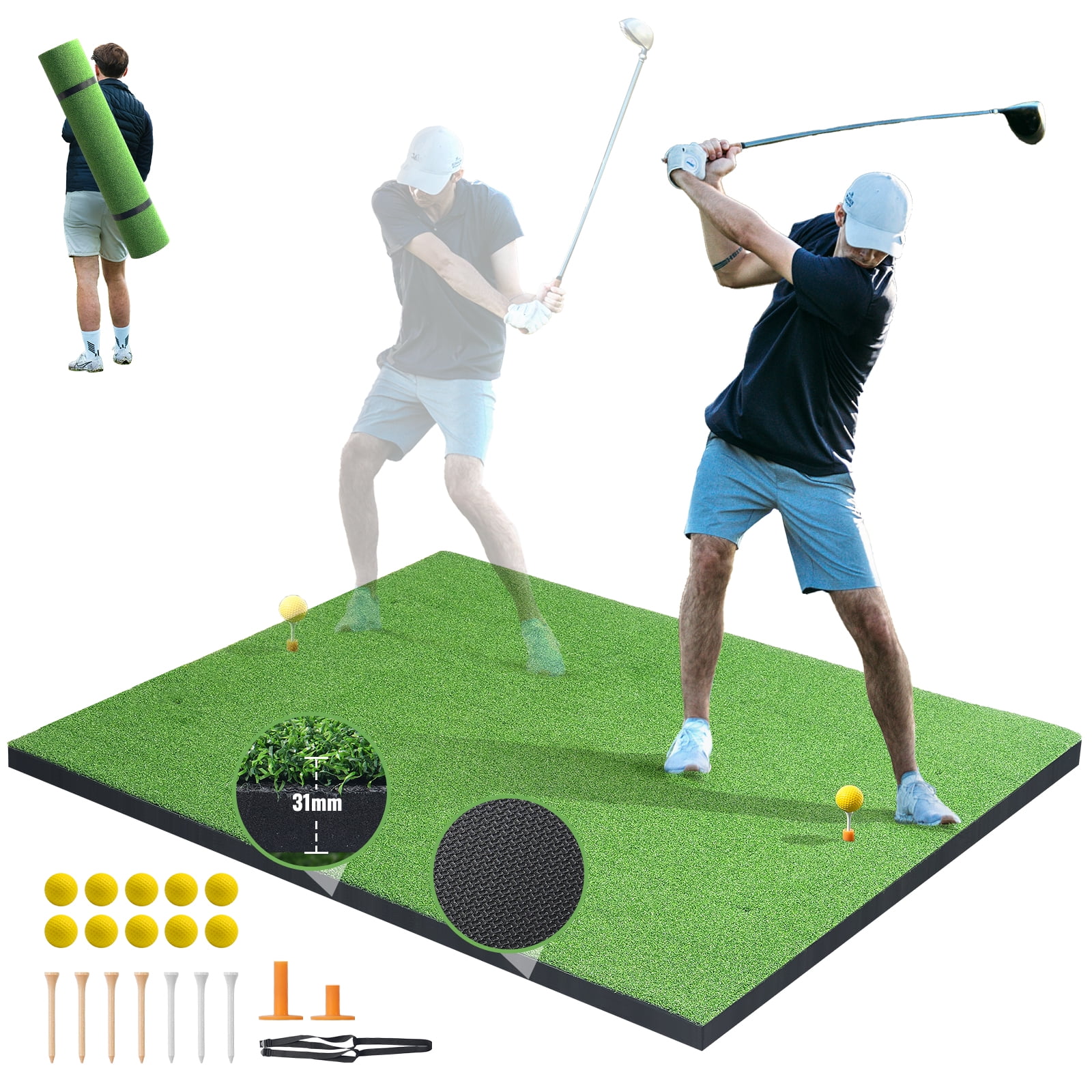 Bearwill Golfmatte 1,5x1,5 M, 31 Mm Dick – Kunstrasen Für Innen & Außen, Perfekt Zum Üben