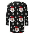 thumbnail image 5 of Luxalzxs Women Plus Size Merry Christmas Shirt Oversized Xmas 3/4 Sleeve Casual Crewneck Holiday Blouse Tee Shirts, 5 of 5