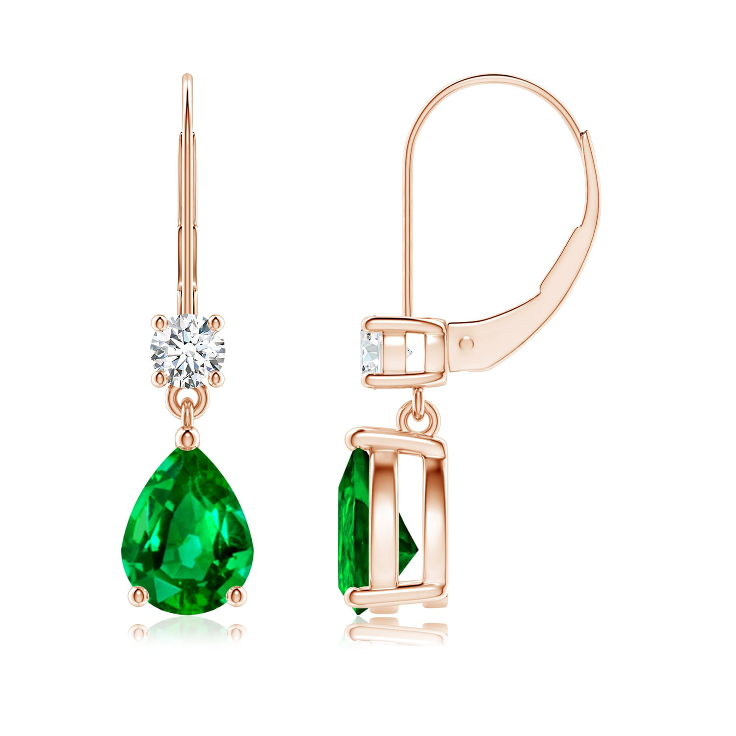 Angara - May Birthstone Jewelry - Pear Emerald Leverback Drop Earrings ...