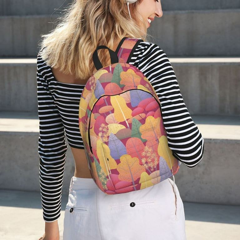 Colorful Autumn Forest Trees Canvas Backpack Backpack for School Bookbag School Backpacks for College Student Boys Girls Travel Work Laptop Backpack Carry On Backpack for Women Men Walmart