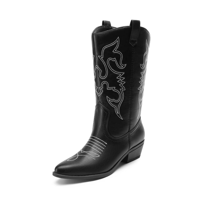 Botas DREAM PAIRS DWUWMB2501 para mujer, estilo vaquero hasta media pantorrilla, color negro