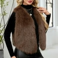 thumbnail image 5 of AUNVITO Women Sleeveless Faux Fur Vest Solid Color V-Neck Thermal Warm Winter Coat Jacket No Sleeve Outerwear, 5 of 8