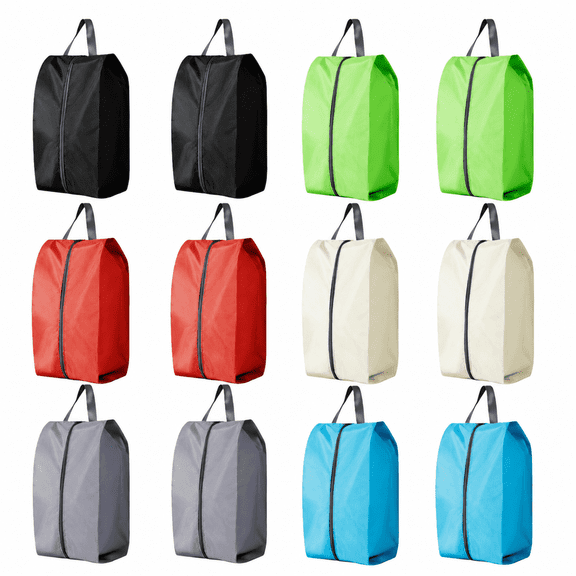 QXWPBV Travel Shoe Bags, 12-Pack Large Zippered Organizers with Handles, Water-Resistant Oxford Fabric, Assorted Colors