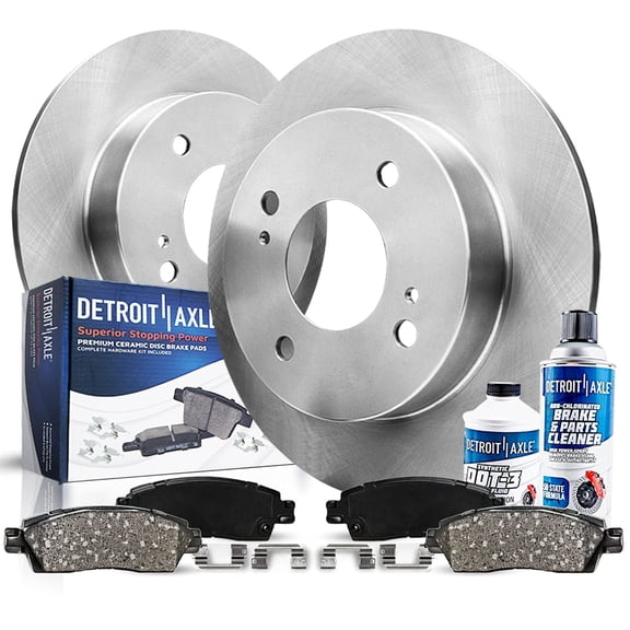Detroit Axle - Rear Brake Kit for 06-08 Hyundai Accent, 06-11 Kia Rio 06-07 Rio5  2006 2007 2008 2009 2010 2011 Disc Brake Rotors Ceramic Brake Pads