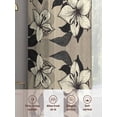 thumbnail image 6 of Sheer Curtains 54 Inches Long 2 Panels, Vintage Beige Flower Black Leaf Rod Pocket Curtain Voile Draperies, Rustic Retro Khaki Background Light Filtering Window Treatment for Living Room, 6 of 8