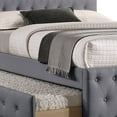 thumbnail image 4 of Nek Wood Twin Size Upholstered Bed with Trundle Tufted Gray Burlap, 4 of 5