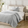 thumbnail image 3 of 2 Pcs Elegant Solid Color Quilt Set with Envelope Pillowcases, Soft and Lightweight, Twin, Light Gray, 3 of 9