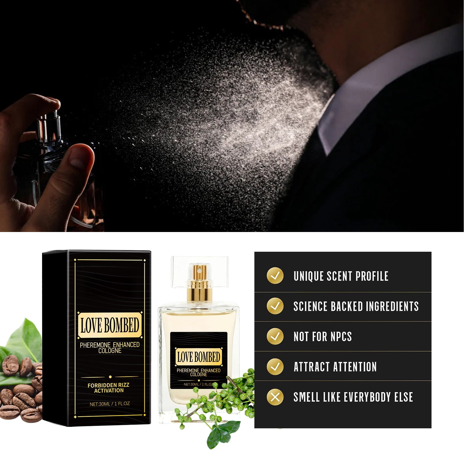 Alvantor Love Bombed Pheromone Cologne for Men 1 fl. oz