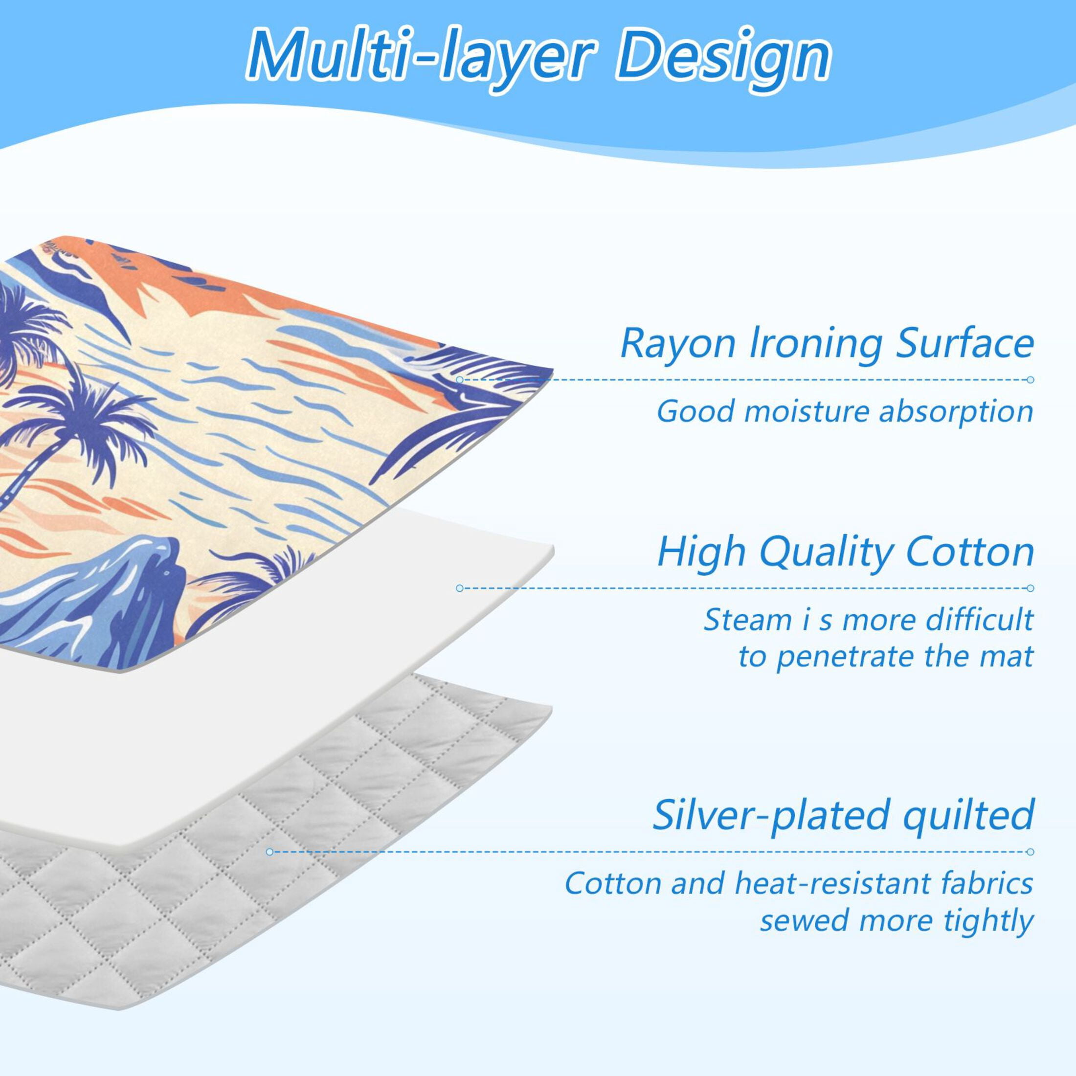 Palm Trees Rivers Mountains Ironing Mat Blanket Portable Travel Ironing Pad Heat Resistant Pad 47.2" x 27.6”