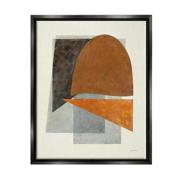 Stupell Industries Muted Geometric Abstraction Abstract Painting Black Floater Framed Canvas Art Print Wall Art, 17 x 21