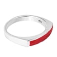 thumbnail image 5 of Rectangular Bar Red Coral Stone Inlay Sterling Silver Ring-7, 5 of 7
