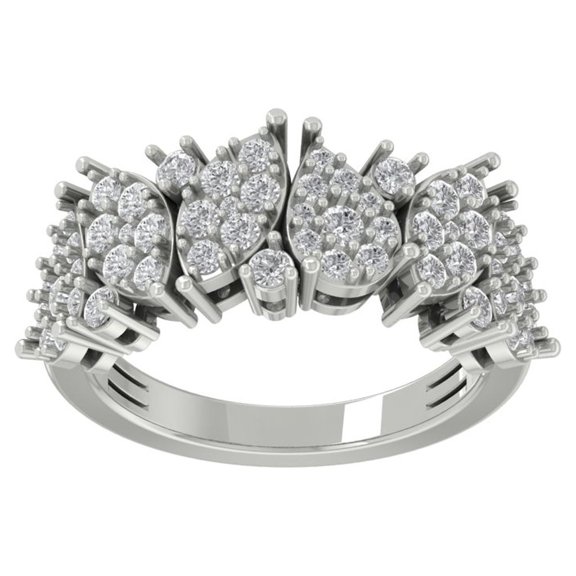 Araiya 10K White Gold Diamond Cluster Ring for Women (1 cttw, I-J Color, I2-I3 Clarity), Size 7