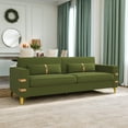 thumbnail image 2 of Green 85.6"L Sofa Couch, Atumon 3-Seat Couches and Sofas, Velvet Upholstered Sofa with Thicked Cushions and 2 Pillows, Modern Sofa with Metal Legs, Sofa Couch Furniture for Home Living Room, 2 of 10