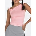 thumbnail image 4 of Faithtur Women's Slim Tank Tops One Shoulder Off Sleeveless Ruched Tight Fitted Asymmetrical Neck Solid Color Crop Tee Vest Tops, 4 of 9