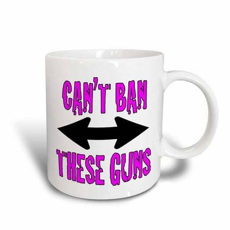 3dRose Cant ban these guns, Pink, Ceramic Mug, 15-ounce