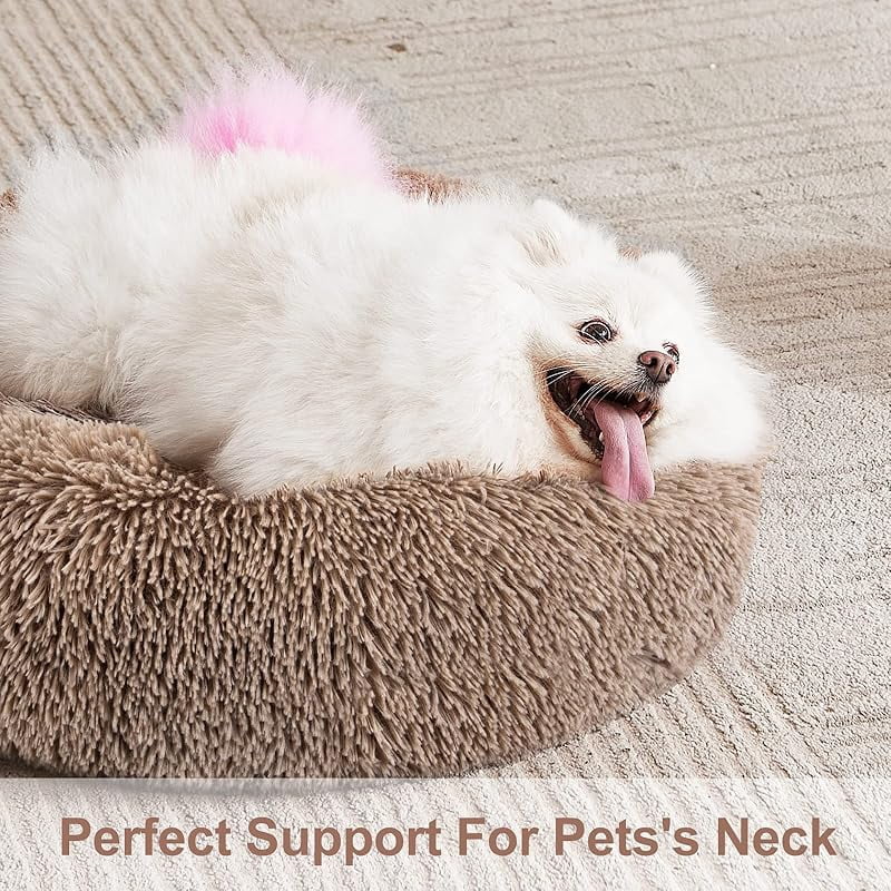 Orthopedic Dog Bed Comfortable Donut Cuddler Round Pet Beds Ultra Soft Washable Dog and Cat Cushion (20''/23''/30'') (23'', Brown)