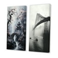 Designart "Ashen Japanese Overpass Amidst Mist" Bridges Wall Art Set Of