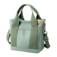 thumbnail image 3 of Bolso de mano para mujer, de lona, de gran capacidad, con múltiples bolsillos y cremallera, bandolera, estilo nicho, color verde., 3 of 8