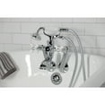 thumbnail image 2 of Kingston Brass KS269PXC Kingston Three-Handle 2-Hole Tub Wall Mount Clawfoot Tub Faucet with Hand Shower in Polished Chrome, 2 of 7