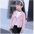 thumbnail image 2 of 2019 New Autumn Girls Jacket pu Leather Zipper Jacket For Girls 3-12Yrs Fashion Solid Leather Coat Children Clothing Outerwear, 2 of 6