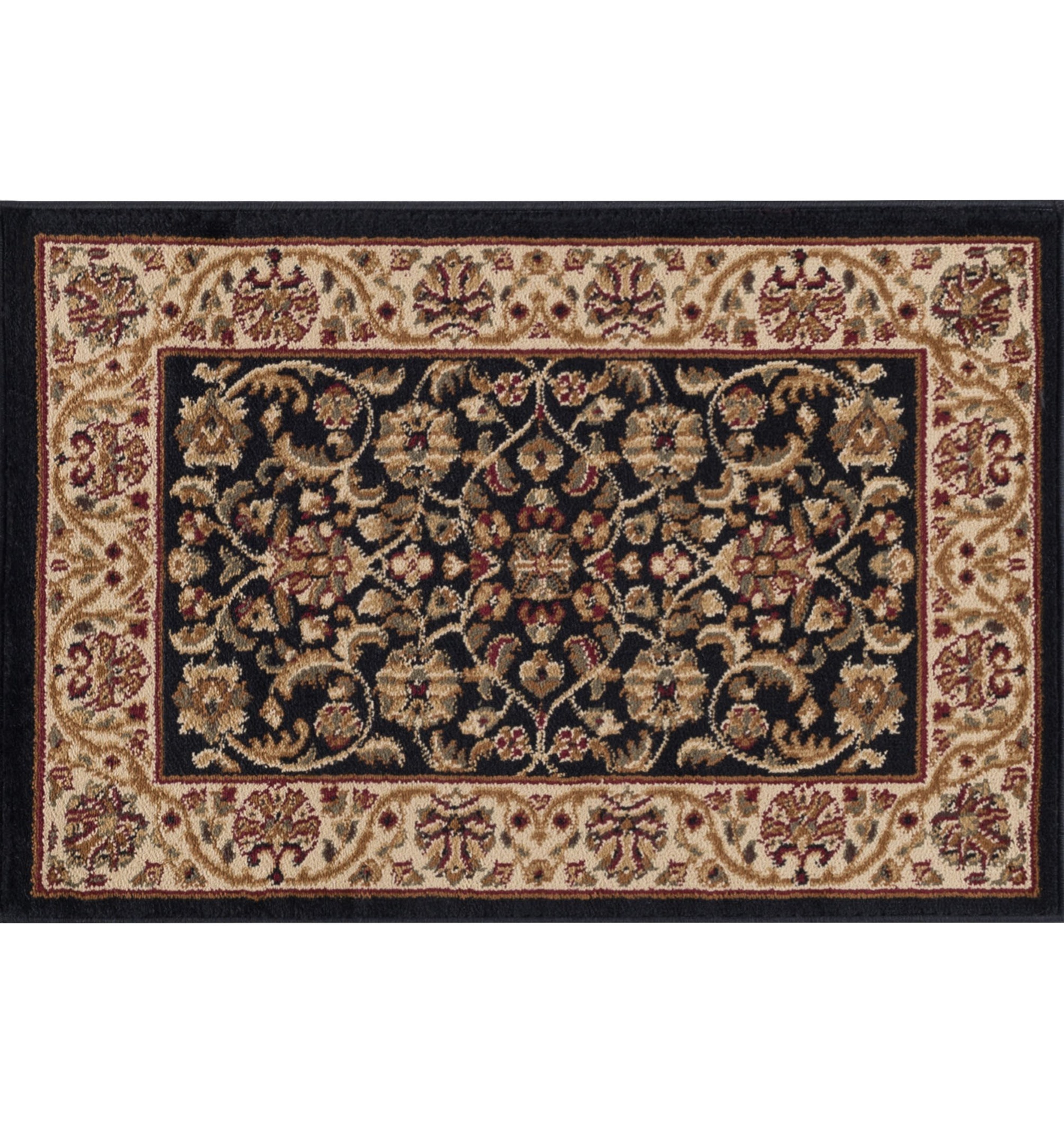 Traditional 2x3 Area Rug (2' x 3') Border Black, Beige Indoor Scatter Easy to Clean