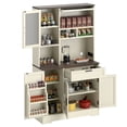 thumbnail image 2 of DEXTRUS 68" Tall Kitchen Pantry Cabinet with Microwave Stand & Power Outlet, Storage Cabinet ,Walnut, 2 of 8