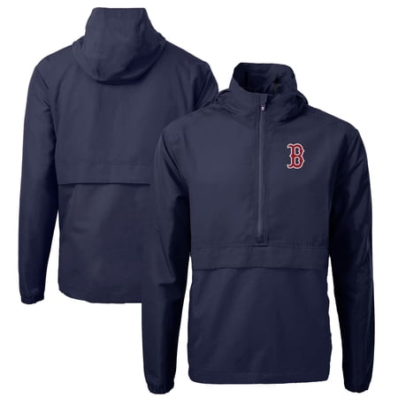 Men s Cutter & Buck Navy Boston Red Sox Charter Eco Recycled Half-Zip Anorak Jacket