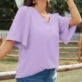 thumbnail image 5 of ClodeEU Women's Summer Short Sleeve V Neck Blouses Tops ,Casual Loose T-Shirts Purple,Womens Plus XXL, 5 of 8