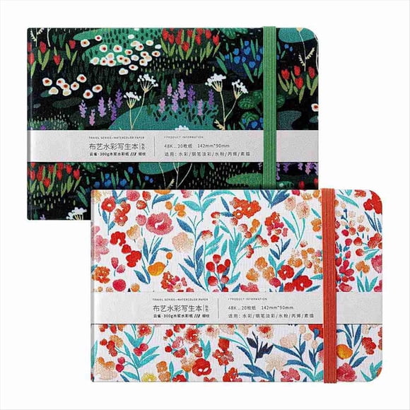 2 Cuadernos de Bocetos de Acuarela de 3,5 X 5,5 Pulgadas, Diario de Acuarela Portátil, 20 Hojas/40 Páginas, 140 Lb/300 G/M² para Pintar y Dibujar