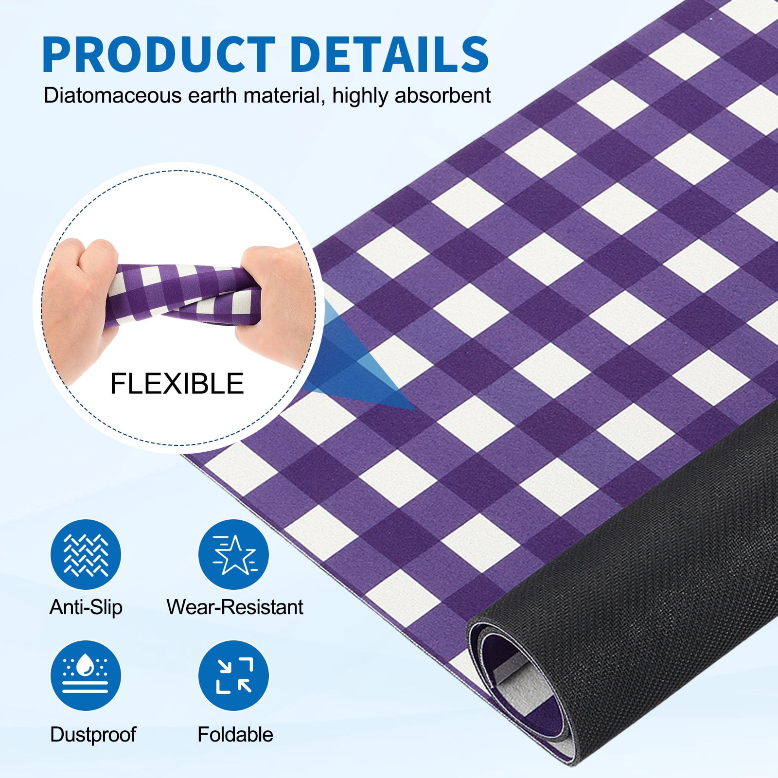 Uxcell 1 Pcs Washer and Dryer Top Protector Mat 16'' x 20'' - Non-Slip, Quick Drying Rubber Washing Machine Top Cover Pad Geometric Pattern for Home Kitchen Laundry Room, Purple
