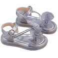 thumbnail image 2 of Spazoro Girls Dress Sandals with Bow, Soft Comfortable Open Toe Adjustable Buckle Non-Slip Sole Cute Princess Sandals for Toddler Silver, 2 of 9