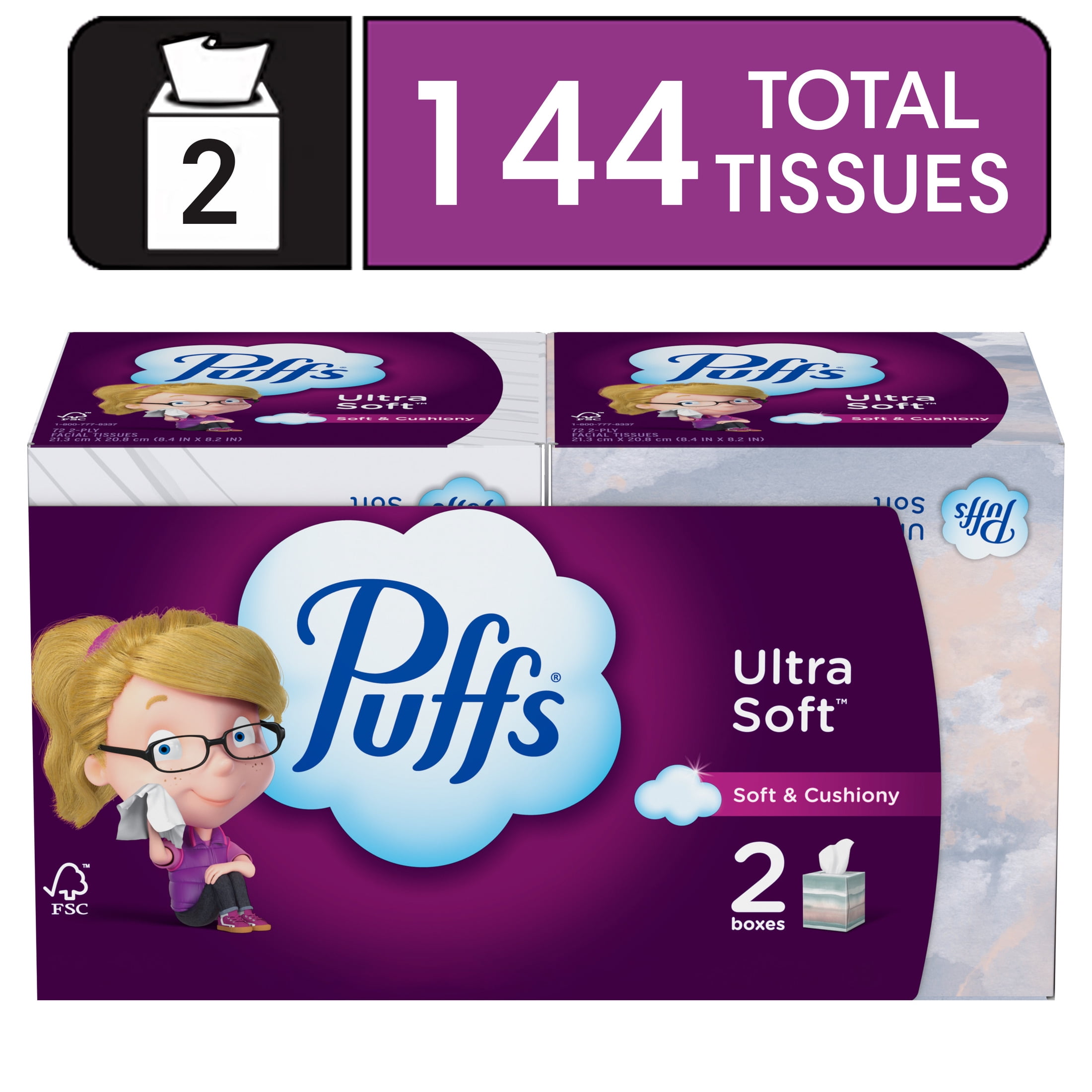 Puffs Plus Lotion Facial Tissues, 4 Family Boxes, 124 - View #7