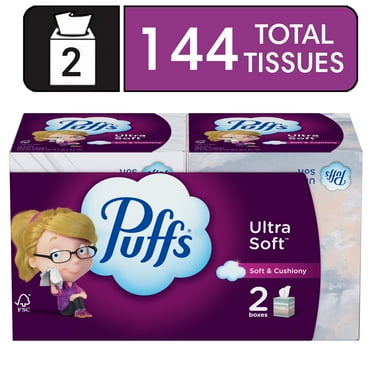 Puffs Ultra Soft Facial Tissues, 2 Mega Cubes, 72 Facial Tissues per Box