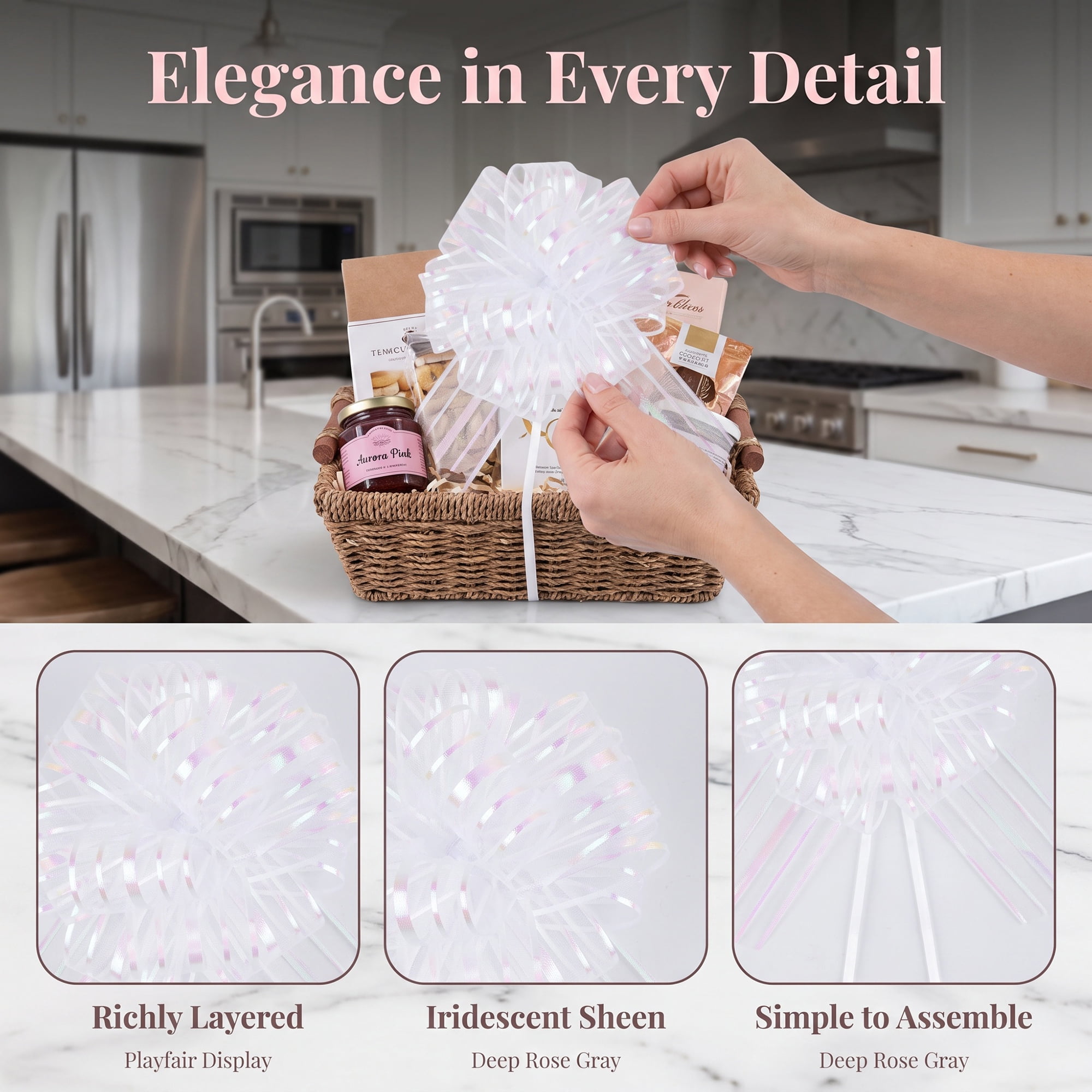 Unique Bargains Crush-Resistant Ribbon Bow for Birthday and Special Occasions White