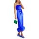 thumbnail image 1 of Txlixc, vestido largo de Color liso para mujer, vestido sin tirantes con dobladillo con adorno de felpa, vestido con abertura en la espalda, vestido doche con espalda descubierta en el pecho Txlixc  Estilo de ocio, 1 of 3