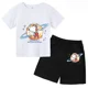 thumbnail image 2 of Conjunto de camiseta de verano con estampado de Snoopy para niños y adolescentes, camiseta de algodón de manga corta y pantalones cortos, traje de 2 piezas, ropa de moda para niños, 2 of 5