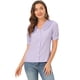 thumbnail image 1 of INSPIRE CHIC Camisa Casual Con Botones En El Frente Y Cuello Plisado Para Mujer Púrpura L, 1 of 6