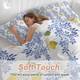 thumbnail image 4 of 3 Piece Summer Lemon Duvet Cover Set Full Size, Microfiber Comforter/Quilt Cover with Corner Ties and 2 Pillowcases, Navy Blue Spring Floral Botanical All Season Soft Bedding with Zipper Closure, 4 of 8