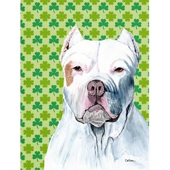 15 x 15 In. Pit Bull St. Patricks Day Shamrock Portrait Flag, Garden Size
