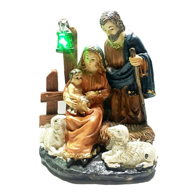 Estatua de Cristo Zulema Decoración del hogar con LED Escena de Navidad