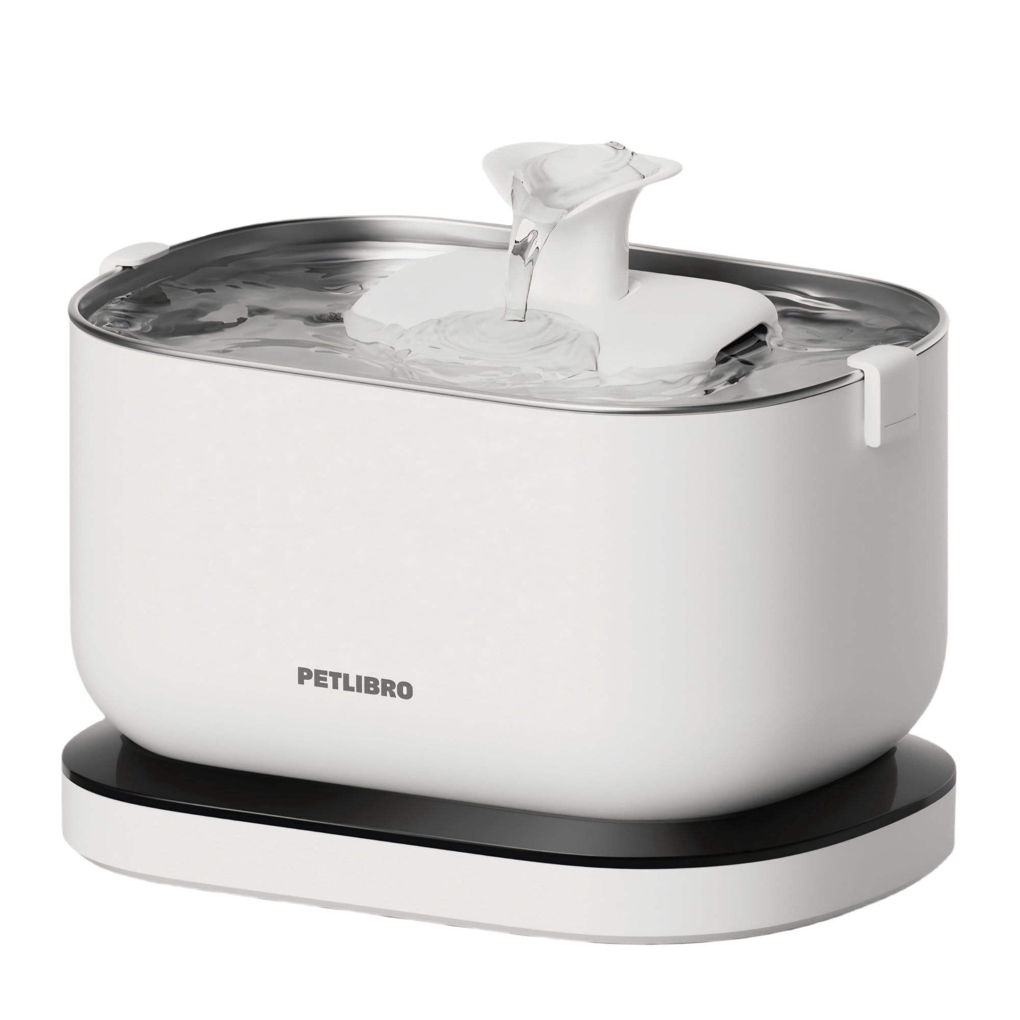 PETLIBRO Dockstream Automatic Cat Water Fountain, 2.5L Cordless Water Dispenser, Quiet Pump, Stainless Steel,White