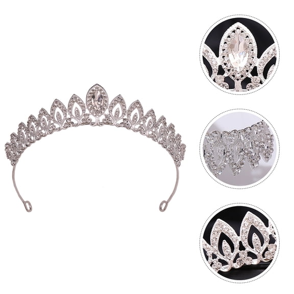 WRITWAA Silver Alloy Wedding Crown for Bride with Rhinestone Accents Perfect for Decoration and Events