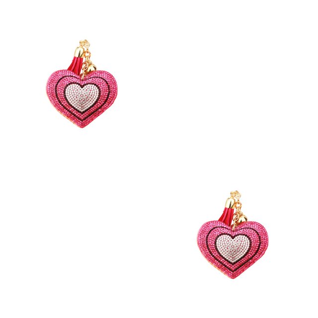 QualitChoice Porte-Clés Pompon Clé Daim Jour de la Saint-Valentin Multicolore Porte-Clés Polyvalent Sac de Fabrication Décor Coeur Porte-Clés Rose Rouge 2Set