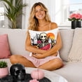 thumbnail image 5 of Summerween Halloween Pillow Cover 18 X 18 Inch Linen Throw Pillow Cover Pink Spooky Skeleton Print for Home Bedroom Living Room Outdoor Party Halloween Decor 1 Pack, 5 of 6
