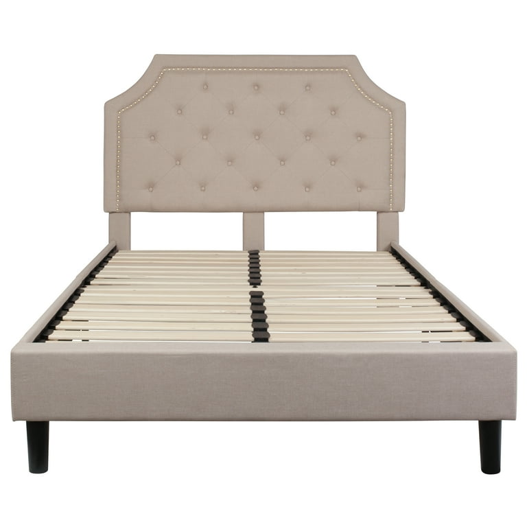 Flash Furniture Brighton Full Size Tufted Upholstered Platform Bed in Beige Fabric